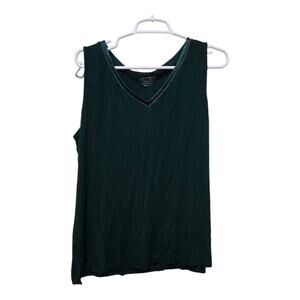 Chico’s Travelers V-Neck Sleeveless Top Metallic Trim Size XL